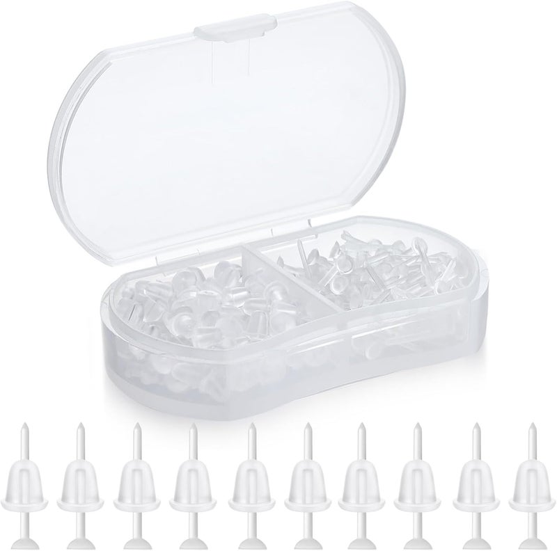 Formulen Plastic Earrings, 200 PCS Clear Earrings for Sports, Transparency Plastic Post Earring Studs for Sports, Flat Silicone Earring for DIY - Image 1
